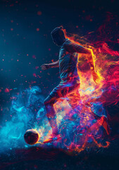 Naklejka premium capturing the tension in a soccer player's body as they prepare to unleash a powerful kick.