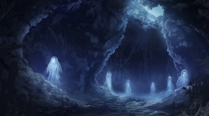Fototapeta premium ghosts in the cave in darkness