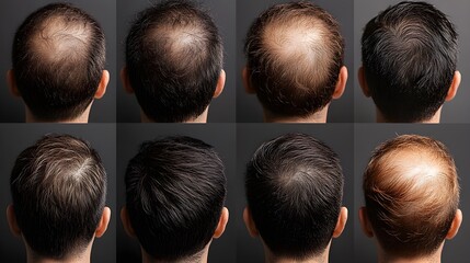 Hair regrowth infographic, explaining each phase from dormant follicle to full regrowth, featuring before-and-after scalp images, Vibrant Colors, Realistic, High Detail