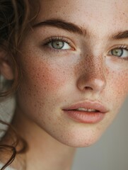 Fototapeta premium Captivating Portrait of a Pensive and Naturally Radiant Young Woman