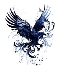 Obraz premium A stylized blue eagle with floral elements, showcasing artistic design and creativity.