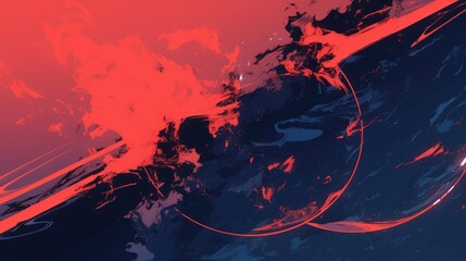 Abstract Red Wave Design Background Painting