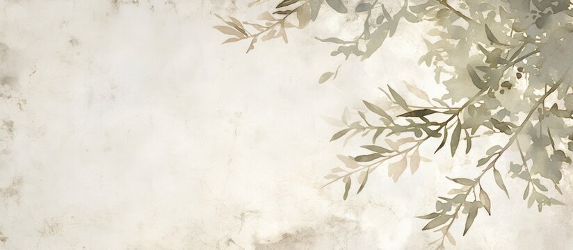Watercolor painting featuring embossed olive tree branches against a textured graphite backdrop Ideal for digital wallpapers and decorative murals