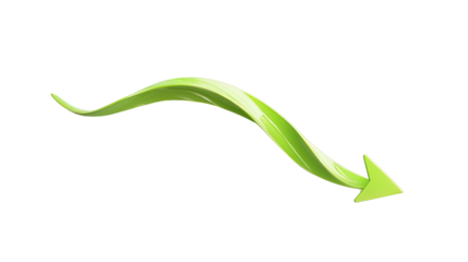 curved graph arrow on white transparent background