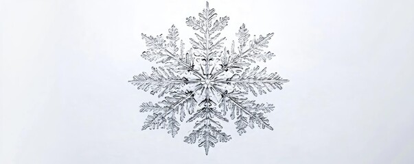 Obraz premium Intricate and delicate snowflake design showcasing unique patterns and textures against a soft white background.