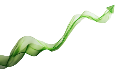 curved graph arrow on white transparent background