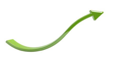 curved graph arrow on white transparent background