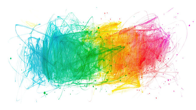 drawn colorful scribble on a white transparent background