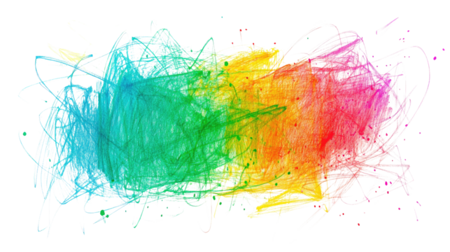 drawn colorful scribble on a white transparent background