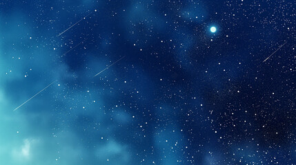 Fototapeta premium 夜空、月、星、星雲、銀河、流れ星、星いっぱいの宇宙