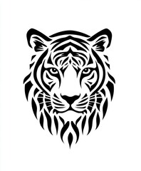 Fototapeta premium A stylized black-and-white illustration of a tiger's face.