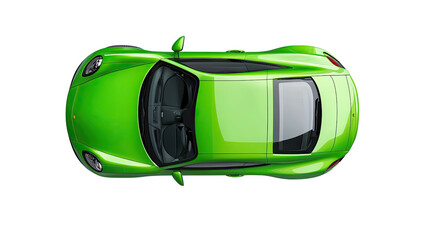 Car top view on white transparent background