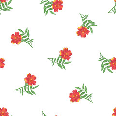 Naklejka premium Marigold Flower Seamless Pattern. Floral Digital Paper.