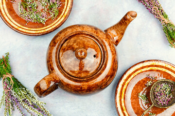 A cup of healthy heather tea.