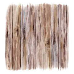 Old ancient building exterior wall made of dray wooden boards. Hand drawn watercolor illustration. Wood plank surface, textured background. For wallpaper template banner