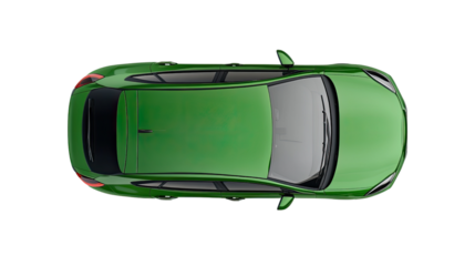 Car top view on white transparent background