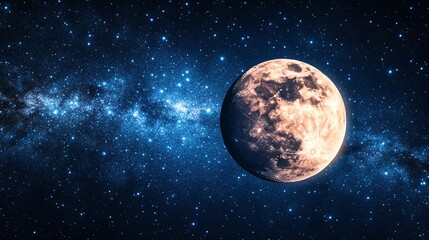 Fototapeta premium A close-up of the moon with the milky way in the background.