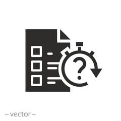 test with a answer time icon, quiz, question and report quick, flat vector illustration