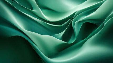 Obraz premium Elegant dark green fabric drapes flowing gracefully under soft light in a serene and sophisticated setting