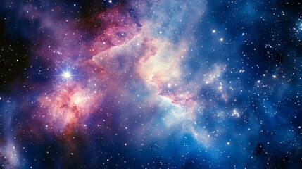 Obraz premium A Cosmic Nebula with Bright Stars and Gas Clouds in a Deep Space Background