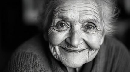 Close up portrait of a smiling elderly woman.