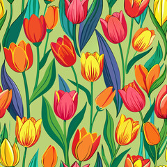 Obraz premium Vibrant Tulip Field