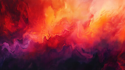 Bold abstract watercolor oil painting background with deep reds, oranges, and purples swirling together, creating a textured, dramatic look.