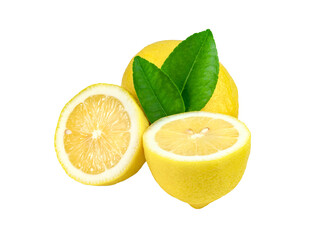 Lemon with leaf isolated