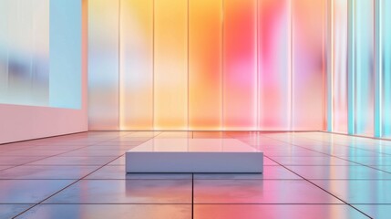 Modern Art Display with Colorful Background