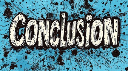 Dynamic hand-drawn conclusion text on vibrant blue background