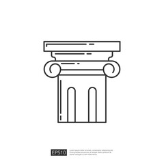 Greek column icon, symbol of architecture, history and design