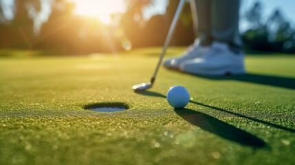Golf Ball on Putting Green Ready for the Putt