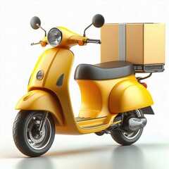 scooter with a box isolated on white background. motorcycle delivery. 