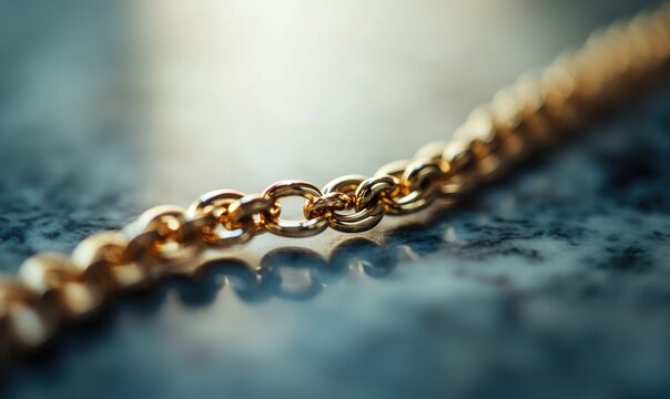 A gold chain with a silver clasp