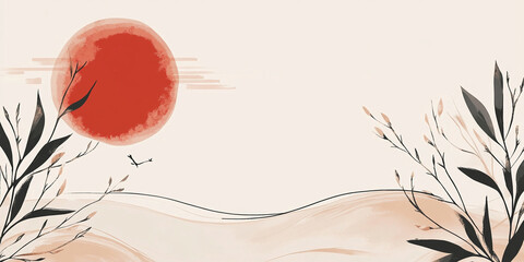 An abstract, boho-inspired background with earthy tones of orange, green, and beige