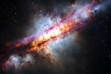Fototapeta premium A bridge made of light stretching across a galaxy filled with nebulas
