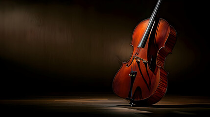 A  Cello Leans Against  a  Dark Wooden Wall,  Its  Warm  Brown  Finish  Catching  the  Light