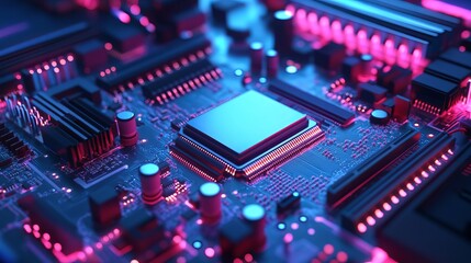 Obraz premium Close-up of a server processor with a heat sink mounted for passive cooling.