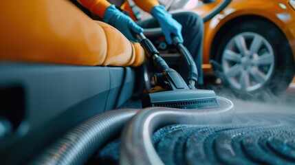 Car Interior Cleaning with Steam Vacuum