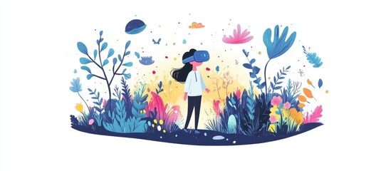 Fantasy and dream concepts depicted featuring a creative individual exploring and imagining a new world and life experiences Flat graphic 2d illustration on a white background