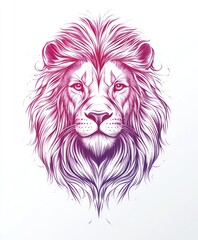 Fototapeta premium A stylized illustration of a lion's face with intricate details and a gradient color scheme.