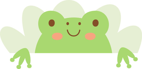 Cute Peeking Frog With Leaves