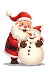 santa claus and snowman illustration