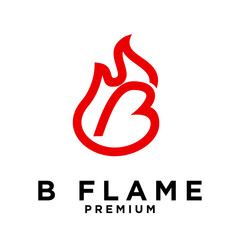 B letter 6 flame logo icon design illustration