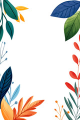 Beautiful floral border featuring vibrant leaves and petals. Perfect for invitations, cards, and creative projects.