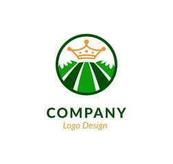 King lawn mower logo vector,  lawn care logo design