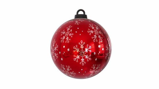 Festive 3D rendering of a red Christmas ornament with snowflake design