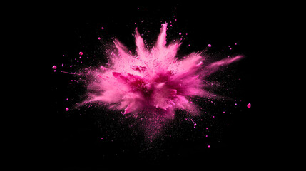 Bright pink powder burst against a black background, creating an explosion of color during a festive celebration