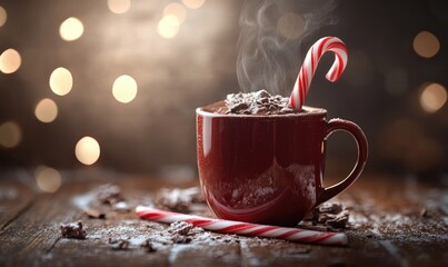 A red mug with a red handle and a red straw with a red