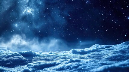 A serene night sky filled with stars, casting a calm glow over the soft, fluffy clouds below, creating a tranquil cosmic scene.